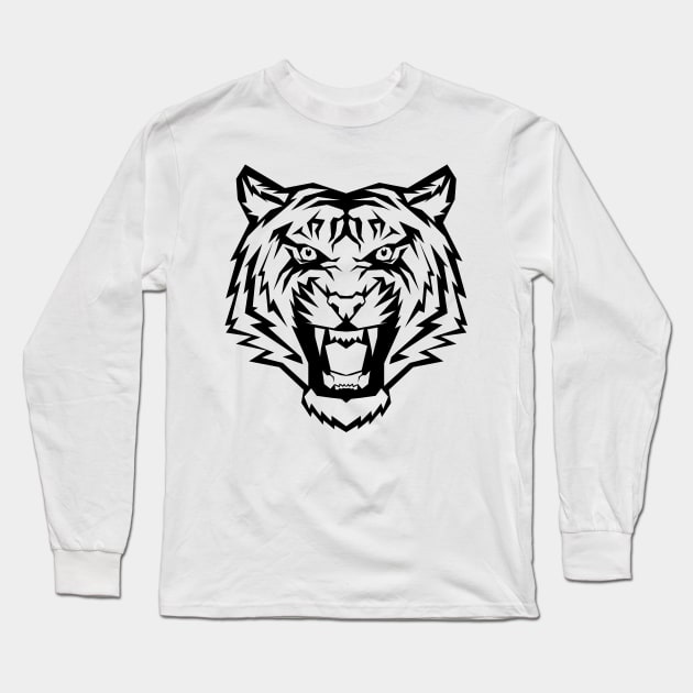 Tiger silhouette Long Sleeve T-Shirt by Randomart